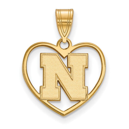 Vergoldet Sterlingsilber Logoart University Of Nebraska Buchstabe N Herz Anhänger