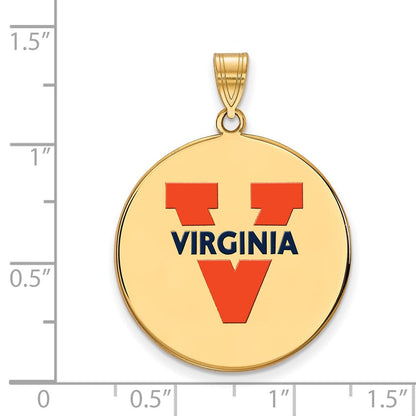 Vergoldet Sterlingsilber Logoart University Of Virginia Extra Groß Emailliert Plättchen Anhänger