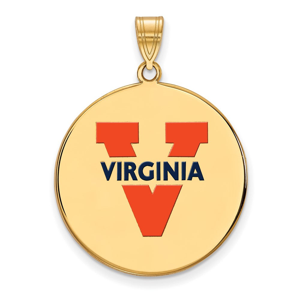 Vergoldet Sterlingsilber Logoart University Of Virginia Extra Groß Emailliert Plättchen Anhänger