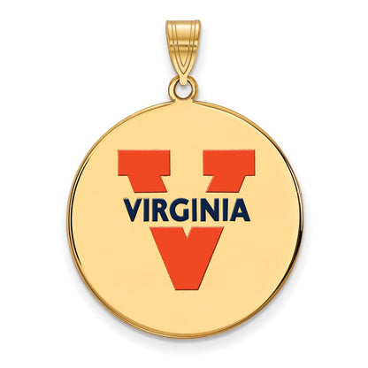 Vergoldet Sterlingsilber Logoart University Of Virginia Extra Groß Emailliert Plättchen Anhänger