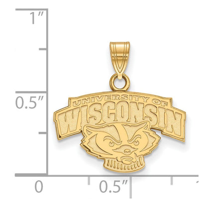 Vergoldet Sterlingsilber Logoart University Of Wisconsin Klein Anhänger
