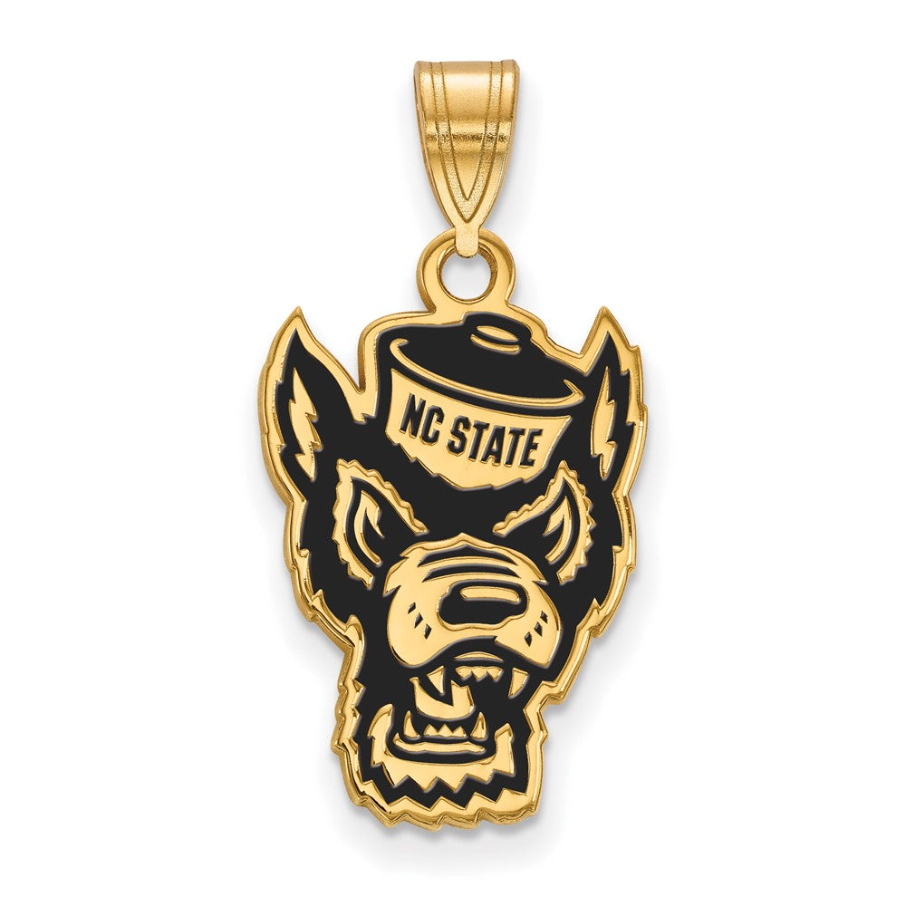 Vergoldet Sterlingsilber Logoart North Carolina State University Wolf Groß Emailliert Anhänger
