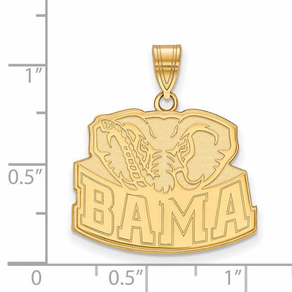 Vergoldet Sterlingsilber Logoart University Of Alabama Elefant Groß Anhänger