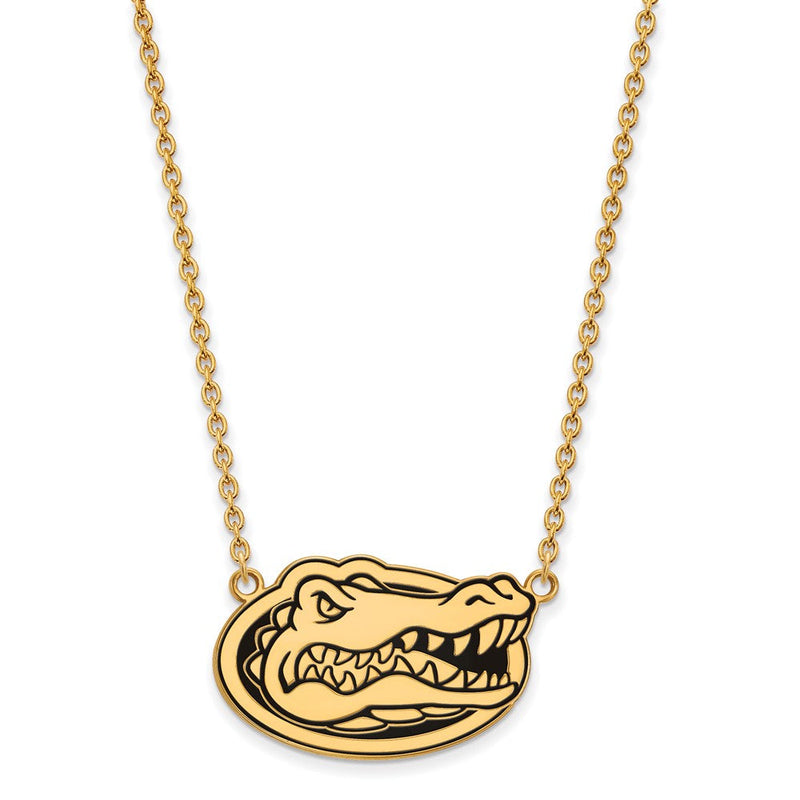 Vergoldet Sterlingsilber Logoart University Of Florida Gator Groß Emailliert Anhänger 18 Zoll Halskette