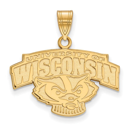 10K Gelbgold Logoart University Of Wisconsin Mittel Anhänger