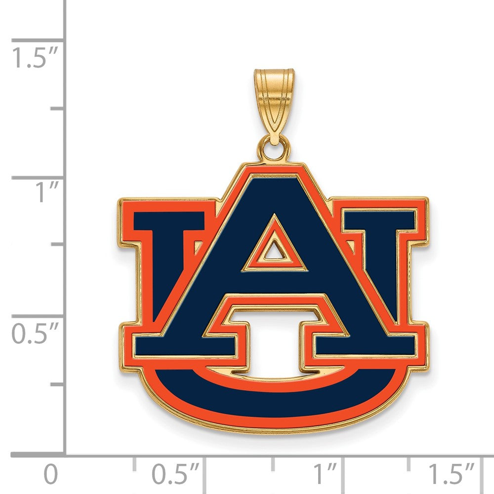 Vergoldet Sterlingsilber Logoart Auburn University A U Extra Groß Emailliert Anhänger