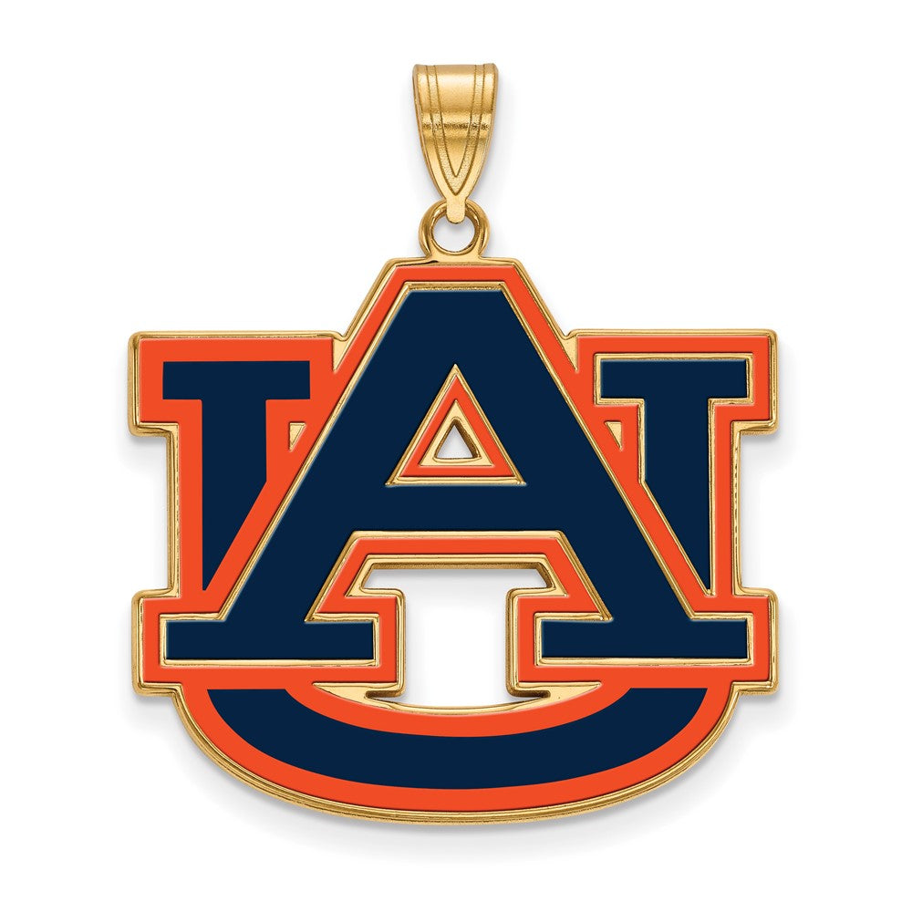 Vergoldet Sterlingsilber Logoart Auburn University A U Extra Groß Emailliert Anhänger