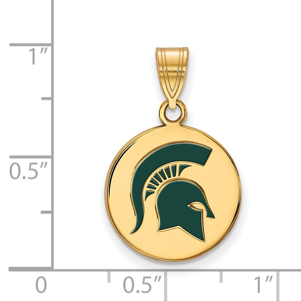 Vergoldet Sterlingsilber Logoart Michigan State University Spartan Mittel Emailliert Plättchen Anhänger