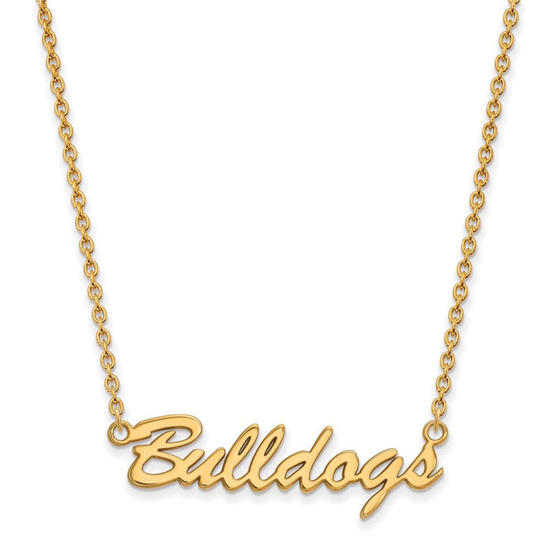 Vergoldet Sterlingsilber Logoart University Of Georgia Bulldogs Schreibschrift Anhänger 18 Zoll Halskette