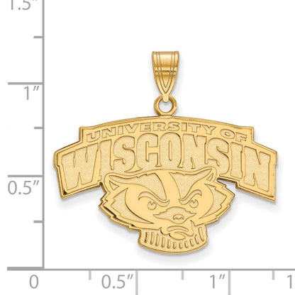 Vergoldet Sterlingsilber Logoart University Of Wisconsin Groß Anhänger