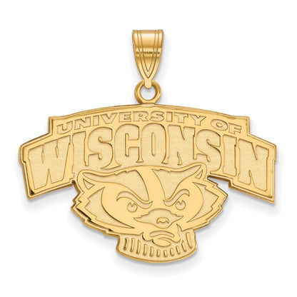 Vergoldet Sterlingsilber Logoart University Of Wisconsin Groß Anhänger