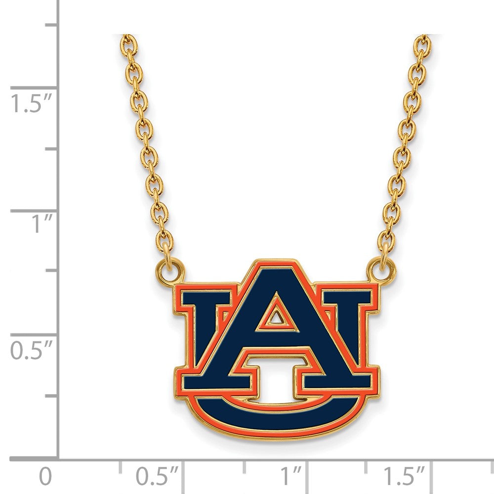 Vergoldet Sterlingsilber Logoart Auburn University Groß Emailliert Anhänger 18 Zoll Halskette