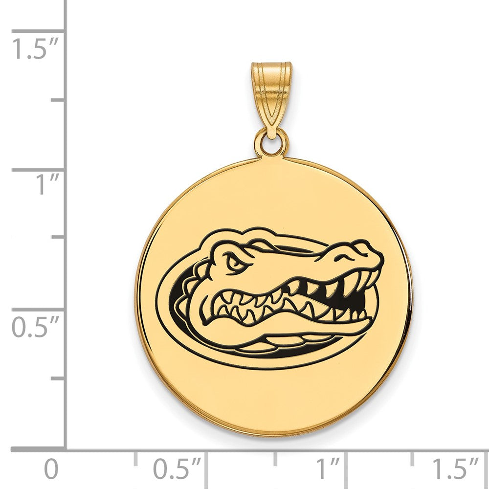 Vergoldet Sterlingsilber Logoart University Of Florida Gator Extra Groß Emailliert Plättchen Anhänger
