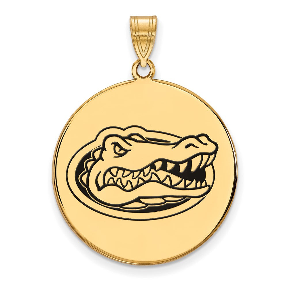 Vergoldet Sterlingsilber Logoart University Of Florida Gator Extra Groß Emailliert Plättchen Anhänger