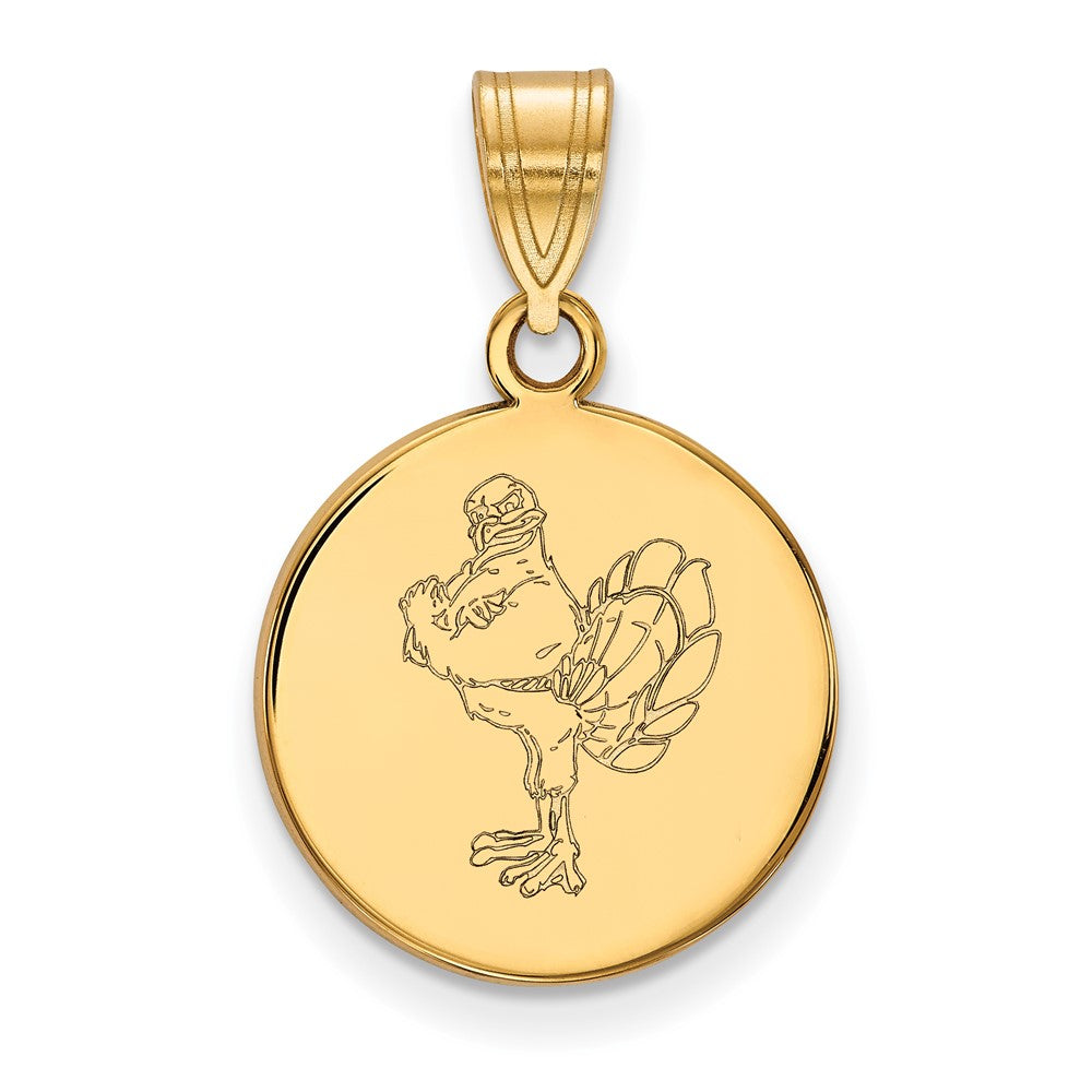 14K Gelbgold Logoart Virginia Tech Hokiebird Mittel Plättchen Anhänger