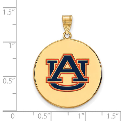 Vergoldet Sterlingsilber Logoart Auburn University Extra Groß Emailliert Plättchen Anhänger