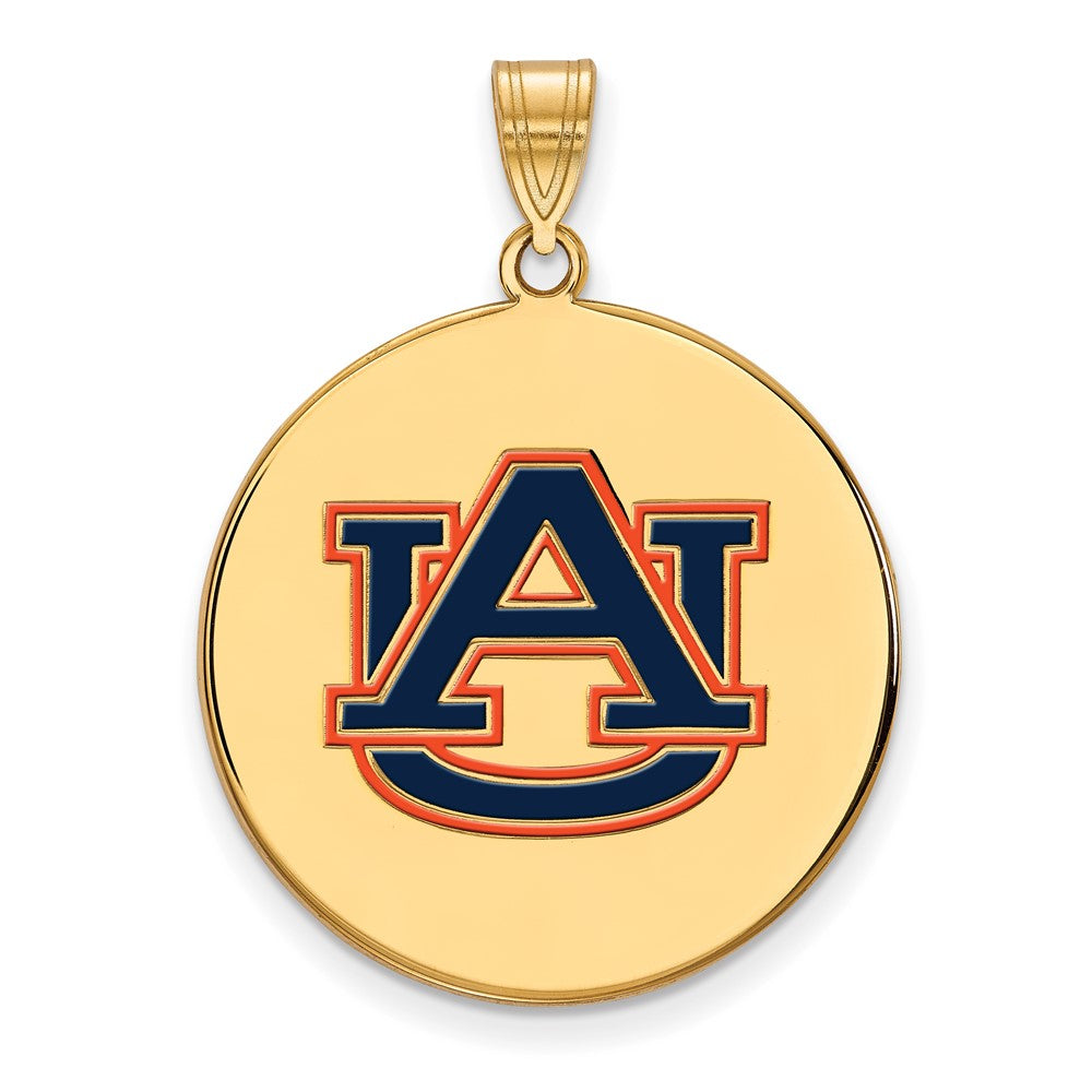 Vergoldet Sterlingsilber Logoart Auburn University Extra Groß Emailliert Plättchen Anhänger