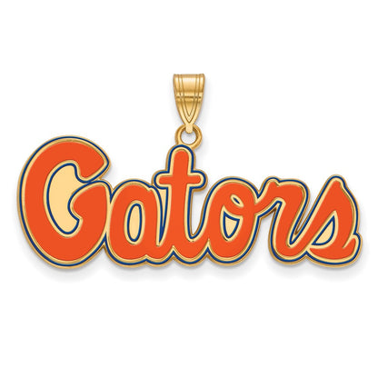 Vergoldet Sterlingsilber Logoart University Of Florida Gators Schreibschrift Mittel Emailliert Anhänger