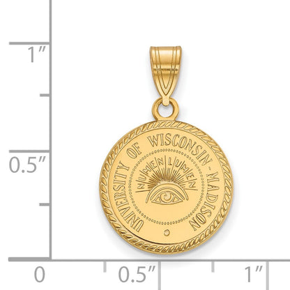 Vergoldet Sterlingsilber Logoart University Of Wisconsin Mittel Wappen Anhänger