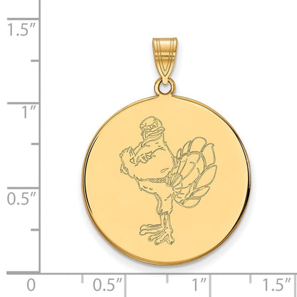 14K Gelbgold Logoart Virginia Tech Hokiebird Extra Groß Plättchen Anhänger