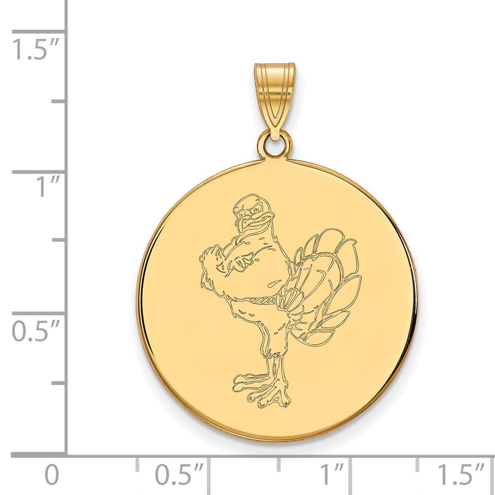 Vergoldet Sterlingsilber Logoart Virginia Tech Hokiebird Extra Groß Plättchen Anhänger
