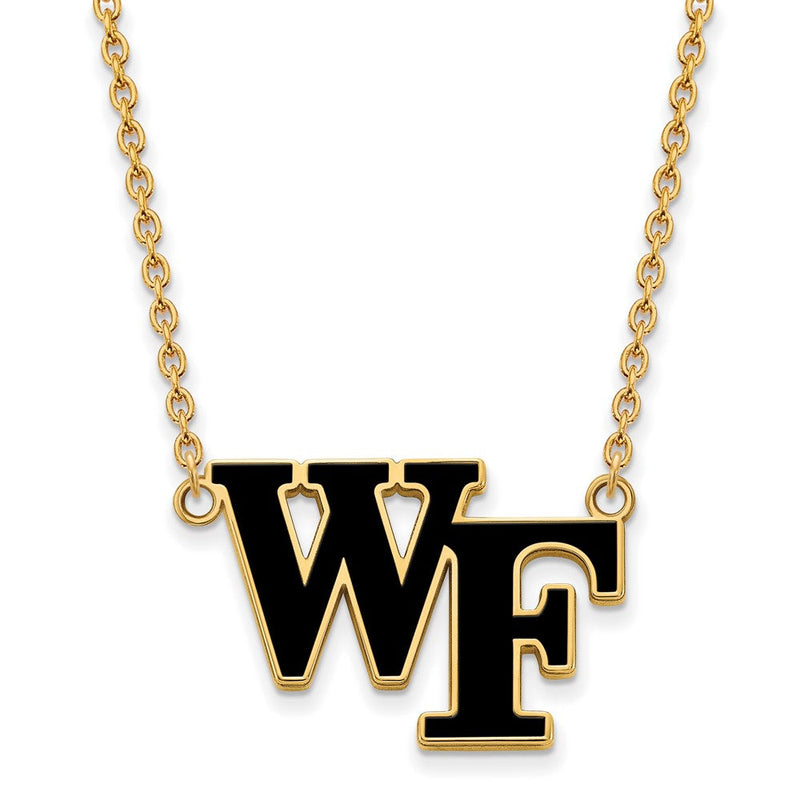 Vergoldet Sterlingsilber Logoart Wake Forest University W F Groß Emailliert Anhänger 18 Zoll Halskette