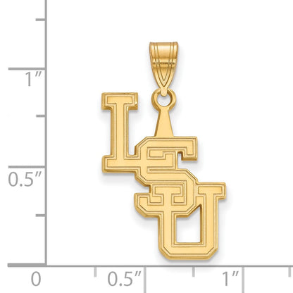 Vergoldet Sterlingsilber Logoart Louisiana State University L S U Groß Anhänger