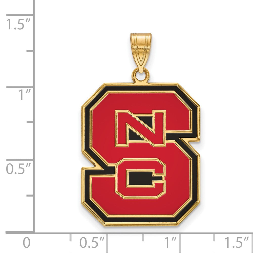 Vergoldet Sterlingsilber Logoart North Carolina State University N C S Extra Groß Emailliert Anhänger