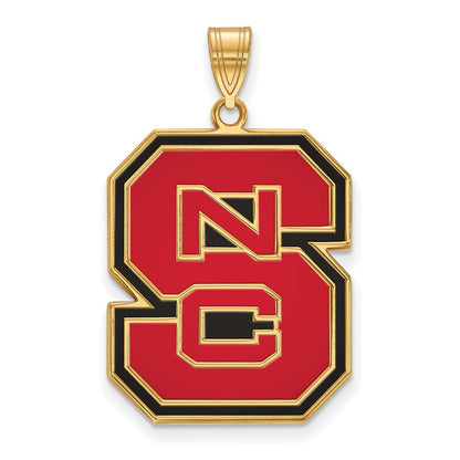 Vergoldet Sterlingsilber Logoart North Carolina State University N C S Extra Groß Emailliert Anhänger