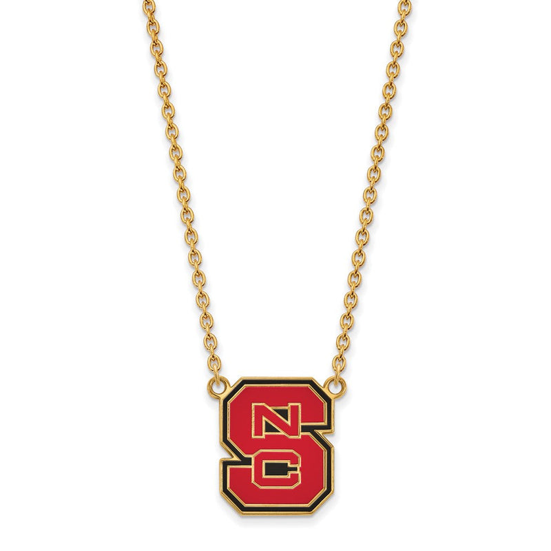 Vergoldet Sterlingsilber Logoart North Carolina State University N C S Groß Emailliert Anhänger 18 Zoll Halskette