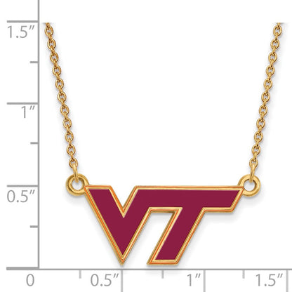 Vergoldet Sterlingsilber Logoart Virginia Tech V T Klein Emailliert Anhänger 18 Zoll Halskette