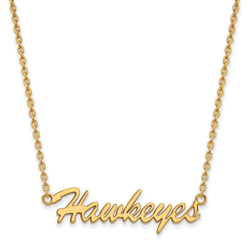 Vergoldet Sterlingsilber Logoart University Of Iowa Hawkeyes Schreibschrift Mittel Anhänger 18 Zoll Halskette