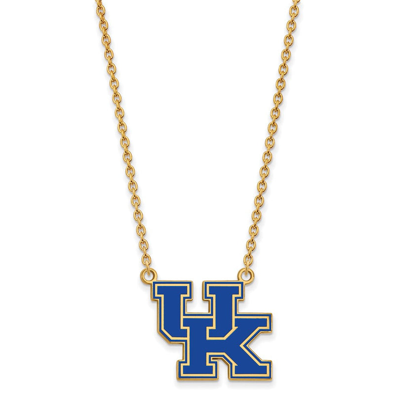 Vergoldet Sterlingsilber Logoart University Of Kentucky U K Groß Emailliert Anhänger 18 Zoll Halskette