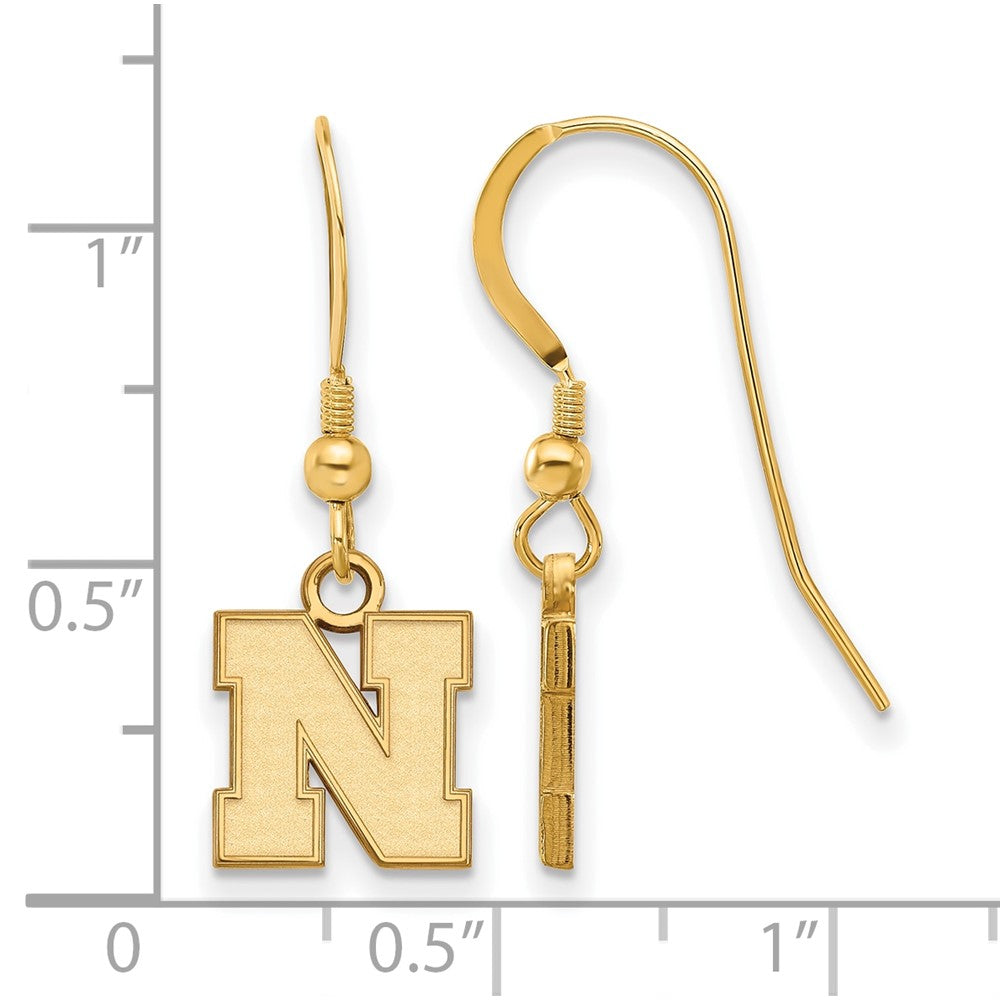 Vergoldet Sterlingsilber Logoart University Of Nebraska Buchstabe N Extra Klein Hängend Draht Ohrringe