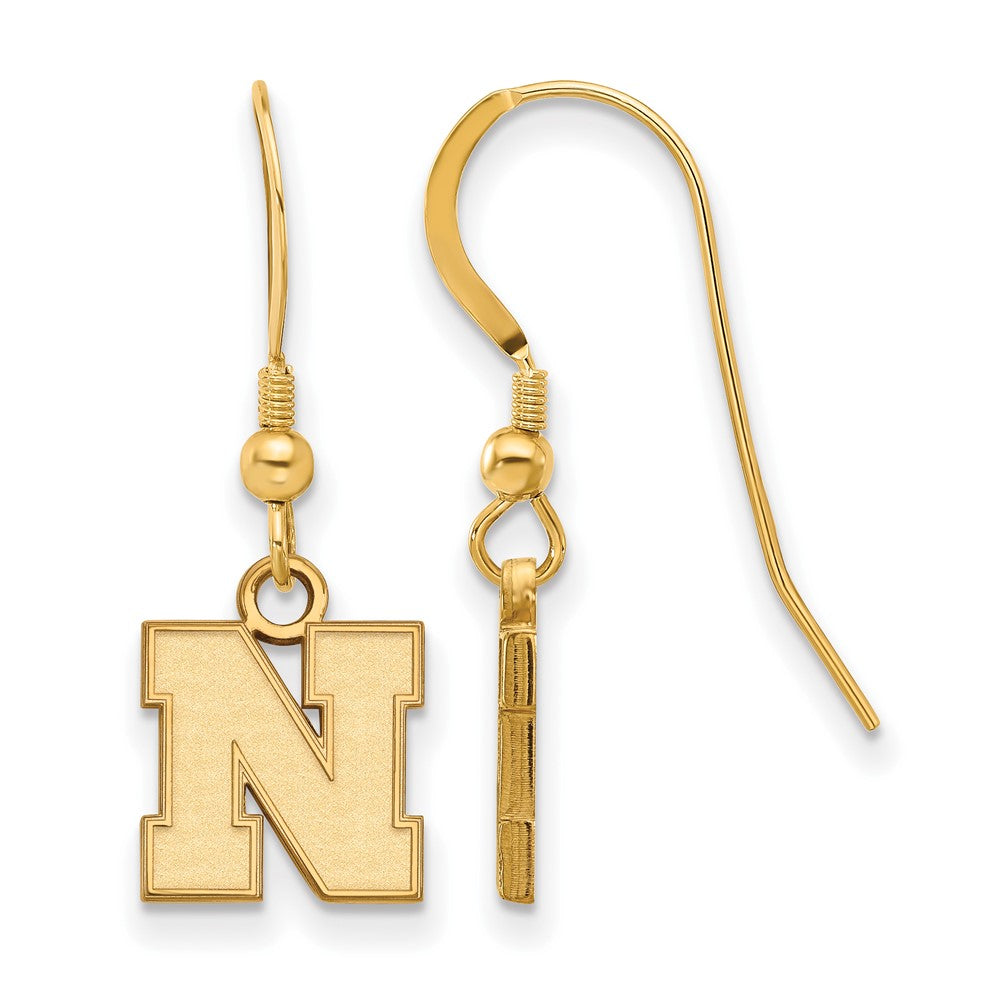 Vergoldet Sterlingsilber Logoart University Of Nebraska Buchstabe N Extra Klein Hängend Draht Ohrringe