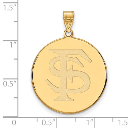 Vergoldet Sterlingsilber Logoart Florida State University F S Extra Groß Plättchen Anhänger