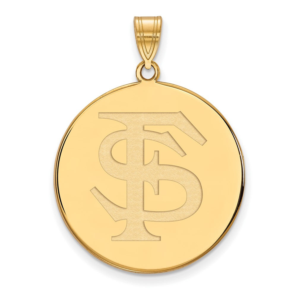 Vergoldet Sterlingsilber Logoart Florida State University F S Extra Groß Plättchen Anhänger