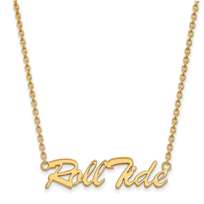 Vergoldet Sterlingsilber Logoart University Of Alabama Roll Tide Schreibschrift Groß Anhänger 18 Zoll Halskette