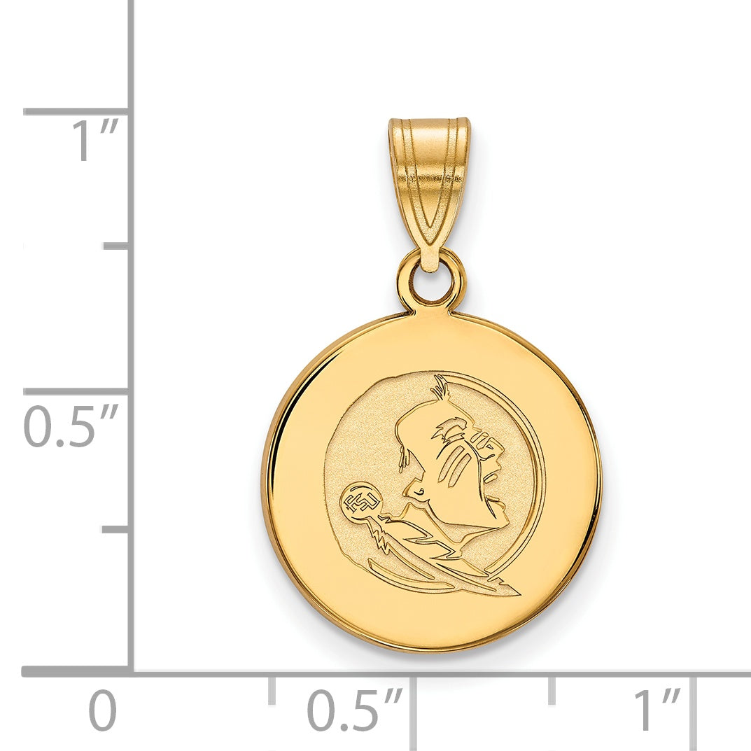 Vergoldet Sterlingsilber Logoart Florida State University Seminole Mittel Plättchen Anhänger