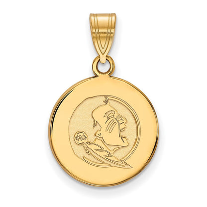 10K Gelbgold Logoart Florida State University Seminole Mittel Plättchen Anhänger