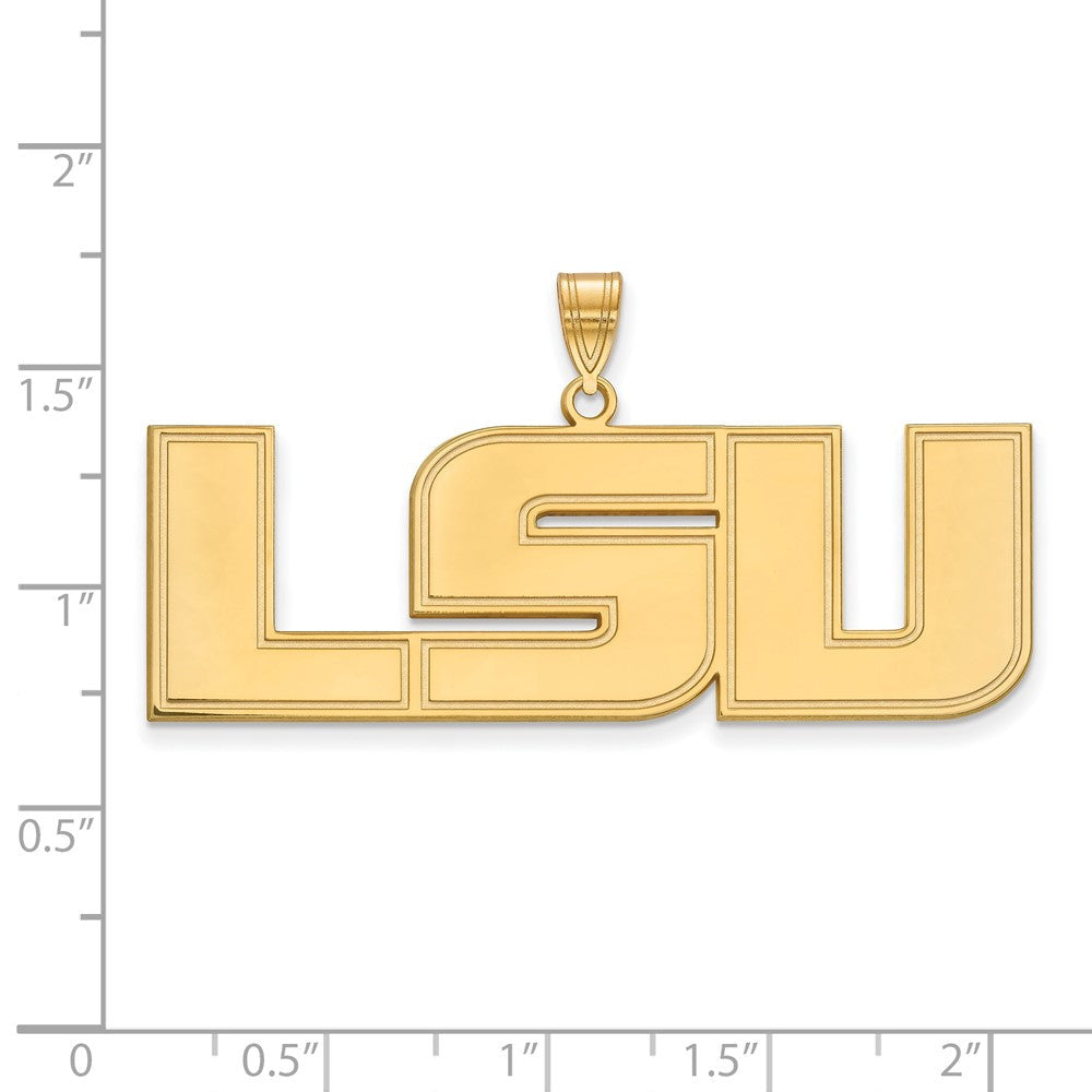 Vergoldet Sterlingsilber Logoart Louisiana State University L S U Extra Groß Anhänger