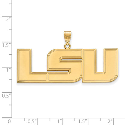 Vergoldet Sterlingsilber Logoart Louisiana State University L S U Extra Groß Anhänger
