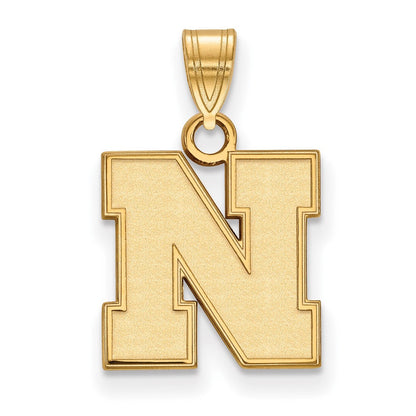 Vergoldet Sterlingsilber Logoart University Of Nebraska Buchstabe N Klein Anhänger