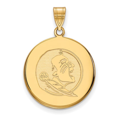 10K Gelbgold Logoart Florida State University Seminole Groß Plättchen Anhänger