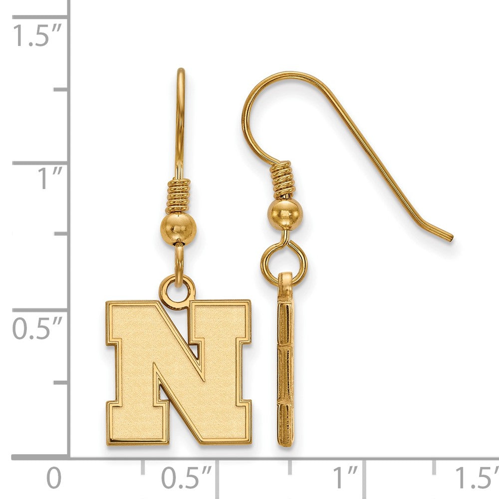 Vergoldet Sterlingsilber Logoart University Of Nebraska Buchstabe N Klein Hängend Draht Ohrringe