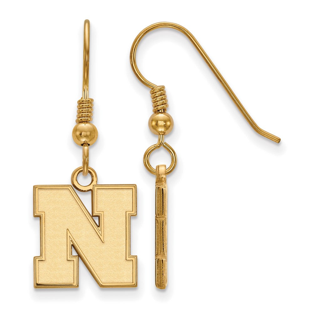 Vergoldet Sterlingsilber Logoart University Of Nebraska Buchstabe N Klein Hängend Draht Ohrringe