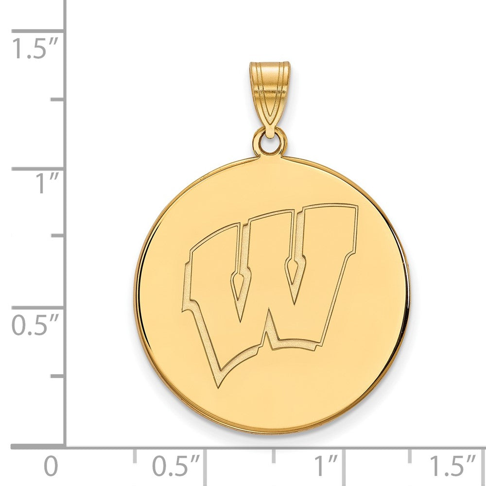 Vergoldet Sterlingsilber Logoart University Of Wisconsin Buchstabe W Extra Groß Plättchen Anhänger