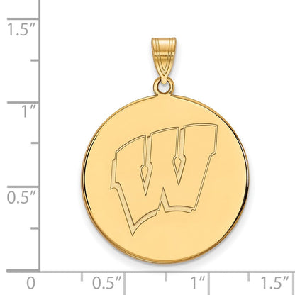 Vergoldet Sterlingsilber Logoart University Of Wisconsin Buchstabe W Extra Groß Plättchen Anhänger