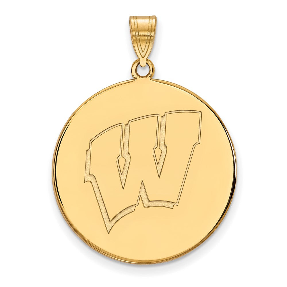 Vergoldet Sterlingsilber Logoart University Of Wisconsin Buchstabe W Extra Groß Plättchen Anhänger