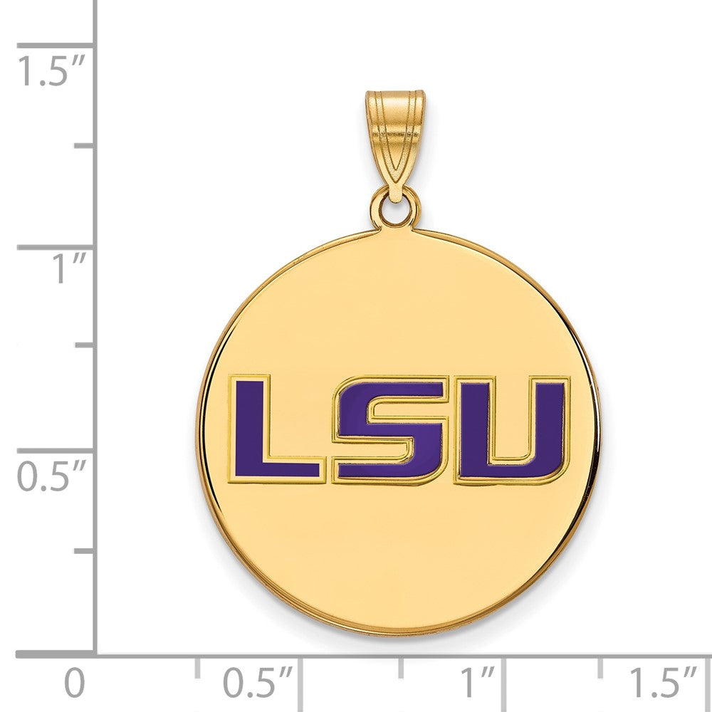 Vergoldet Sterlingsilber Logoart Louisiana State University L S U Extra Groß Emailliert Plättchen Anhänger